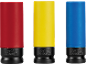 Trois jeux de douilles à chocs colorées : rouge (CY 21), jaune (CY 19) et bleu (CY 17).