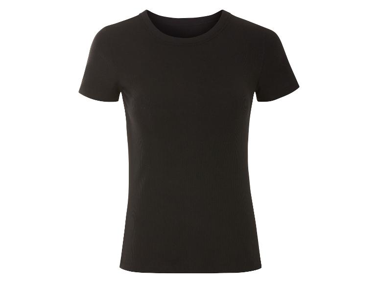 T-shirt noir à manches courtes, style minimaliste.