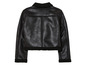 Une veste en cuir noire avec un col en fourrure.