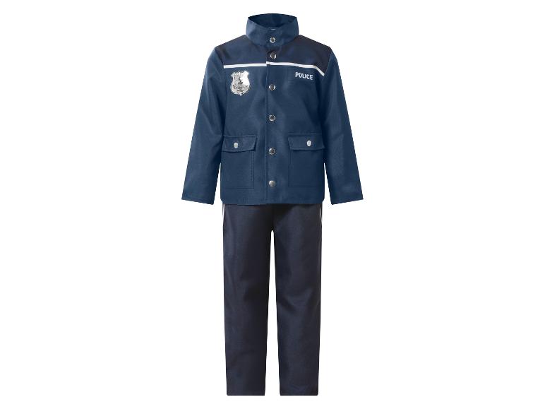 Déguisement de policier pour enfant avec veste et pantalon bleus.