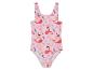 Maillot de bain une pièce enfant, rose, motif baleines et coraux.