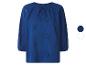 Chemisier bleu pour femme avec broderie paisley et lien au col