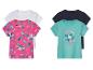 Lots de t-shirts pour filles : Peppa Pig, motifs tropicaux et unis.