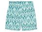 Shorts turquoise à motif ikat, bordure festonnée.