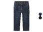 Pantalon en jean bleu foncé pour enfants avec détails de surpiqûres.