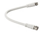 Un câble coaxial blanc avec deux connecteurs F.