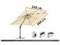 Parasol déporté carré beige 250x250 cm avec fonctions d'inclinaison et de rotation.