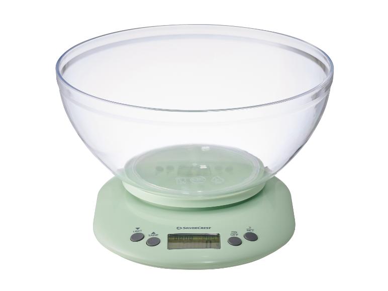 Balance de cuisine SilverCrest avec base verte et bol transparent