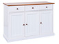 Commode blanche avec trois tiroirs et trois portes