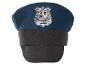 Casquette de police bleue avec un insigne argenté orné d'une étoile et du mot « POLICE »