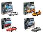 Quatre kits de modèles de voitures Revell : Porsche 934 RSR, McLaren 570S, Jaguar E-Type et Porsche 911 Carrera.
