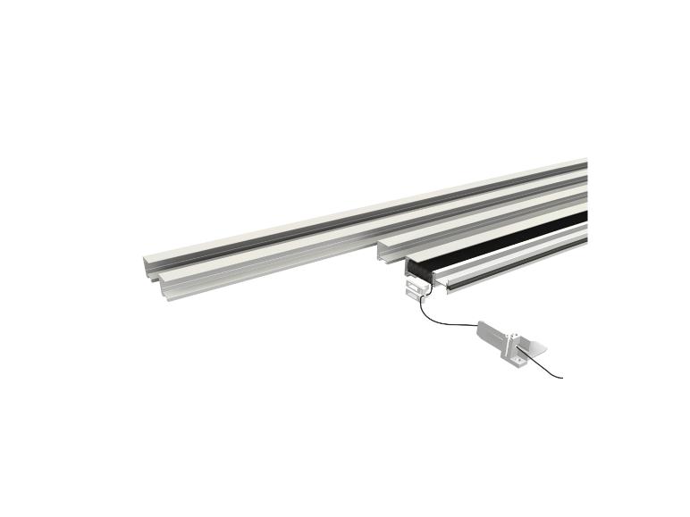 Profilés en aluminium avec éclairage LED intégré et câblage.