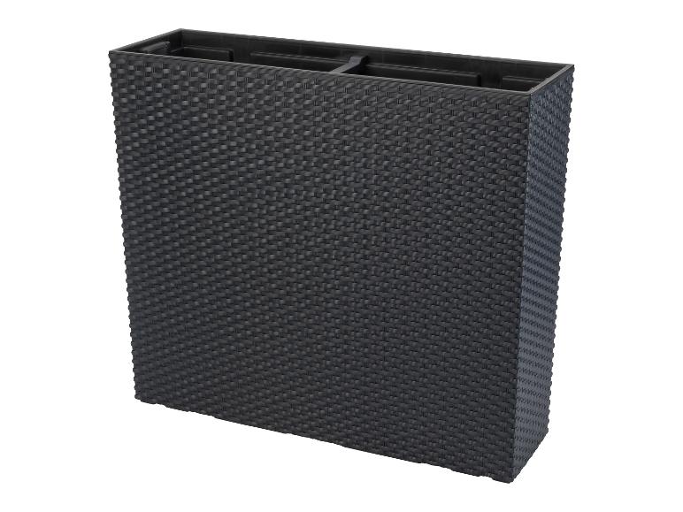 Jardinière rectangulaire foncée avec tressage en rotin