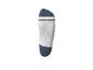 Chaussette de sport blanche et bleue avec rayures et texture côtelée.