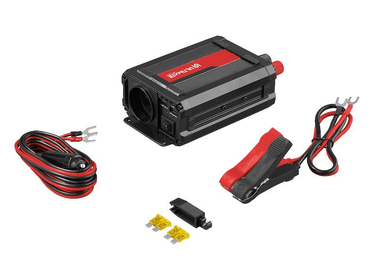 Convertisseur 12V, câbles, pinces et fusibles.