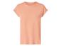 T-shirt femme abricot à manches courtes et revers roulés