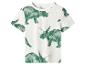 T-shirt blanc à manches courtes avec imprimé dinosaures verts.