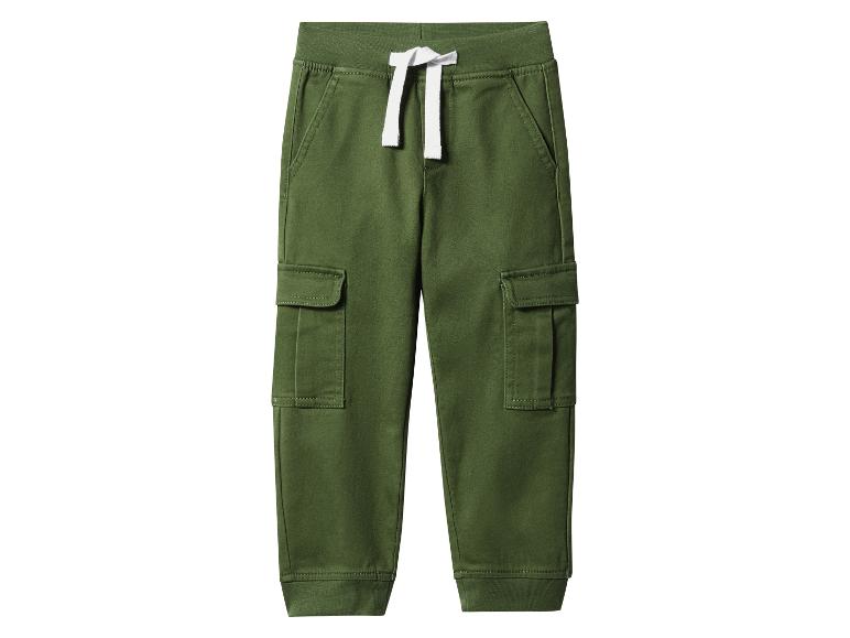Pantalon cargo vert pour garçon avec cordon à la taille.