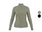Pull côtelé à col montant vert kaki pour femme, avec options de couleur noir et blanc.
