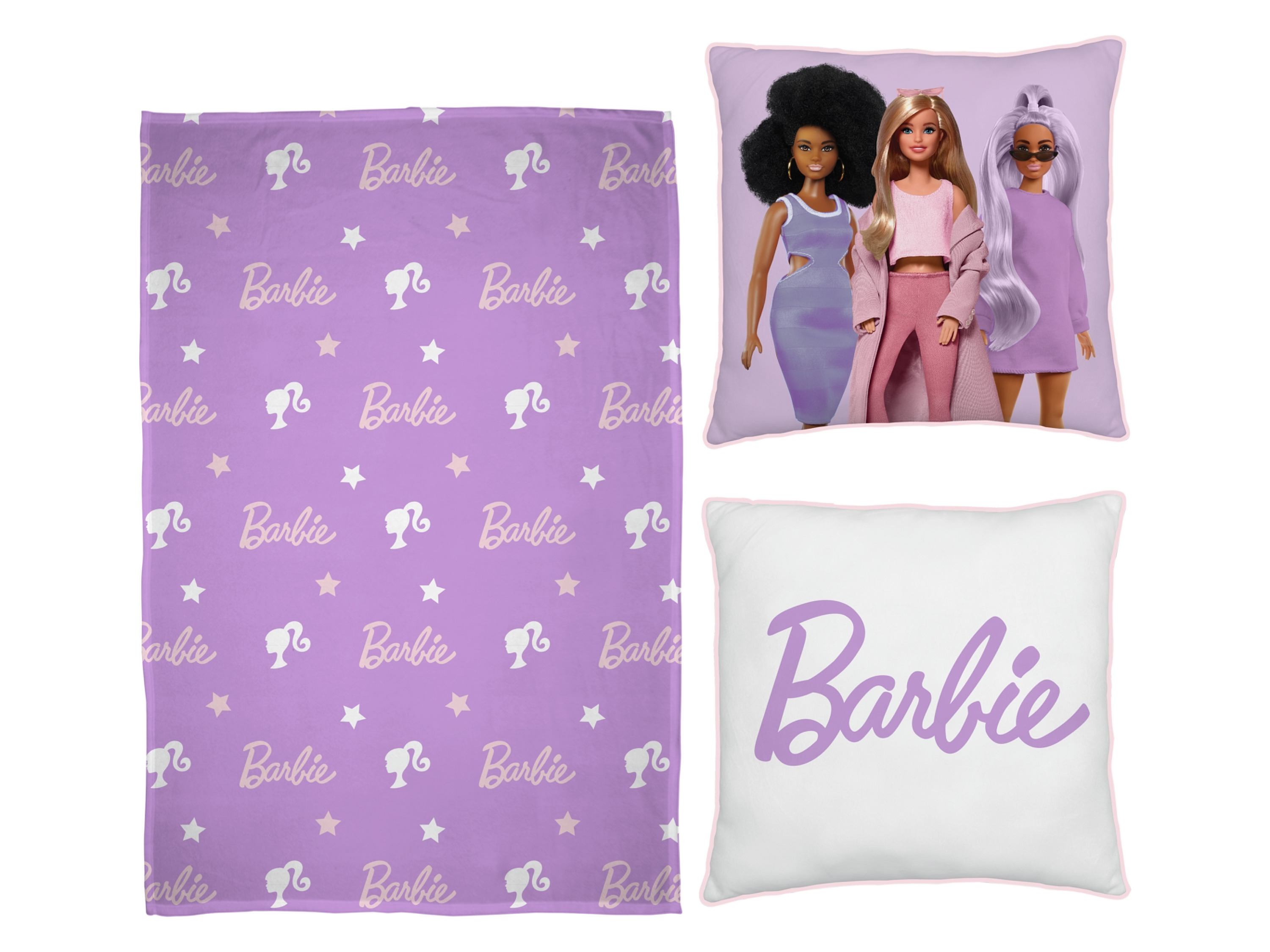 Barbie Plaid et coussin en laine polaire (violet)