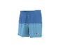 Short de bain bicolore bleu avec cordon de serrage et logo sur la jambe.