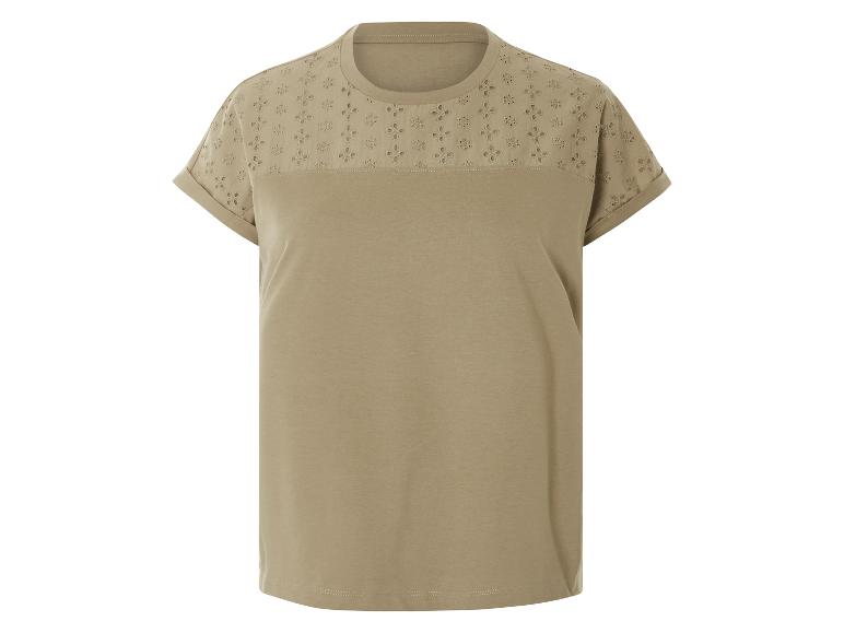 T-shirt beige avec empiècement brodé.