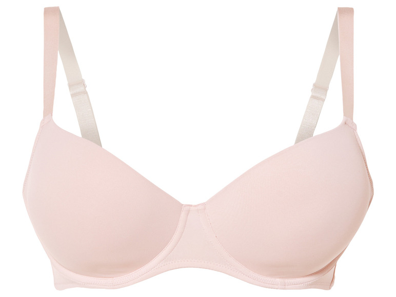 Un soutien-gorge rose avec des bonnets lisses.