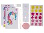 Kit de bricolage veilleuse licorne avec découpes en papier, autocollants étoiles et base ronde.