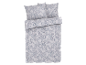 Parure de lit motif paisley, tons gris et blanc.