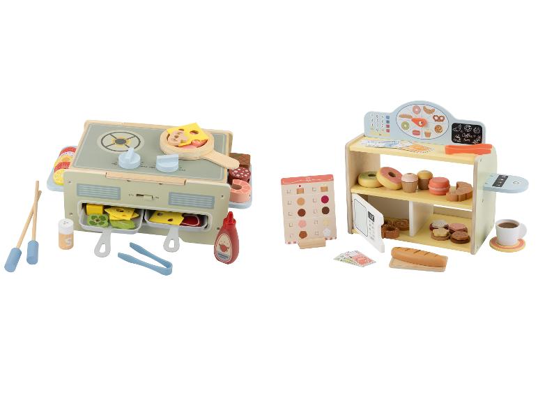 Ensemble de jeu en bois avec cuisinière et boulangerie