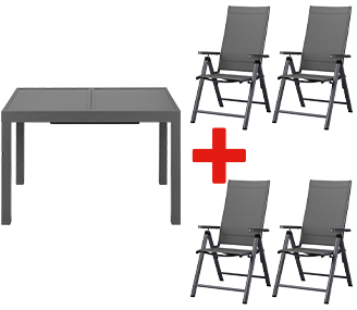 LIVARNO home Table de jardin extensible + Set de fauteuils HOUSTON