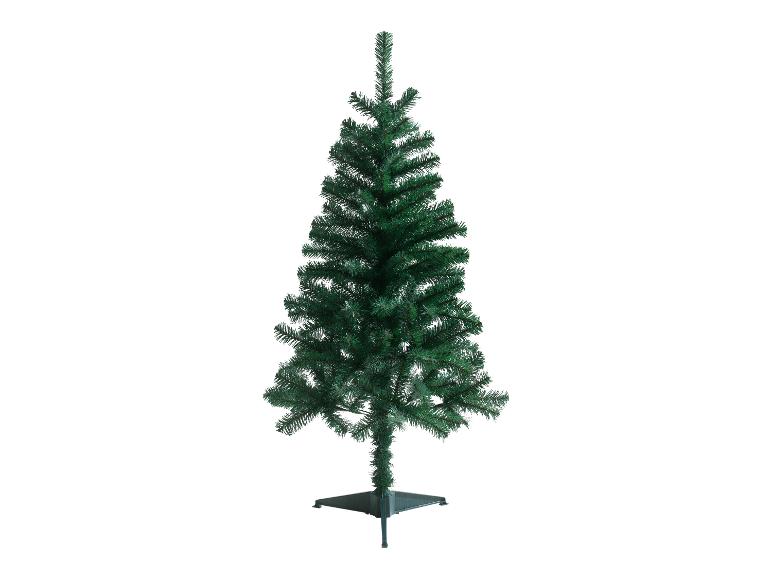 Un sapin de Noël artificiel vert avec un support.