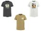 Trois t-shirts pour hommes : gris foncé avec 'Ibiza Carnival', beige avec 'Summer Wave' et blanc avec 'Golden Hour'.