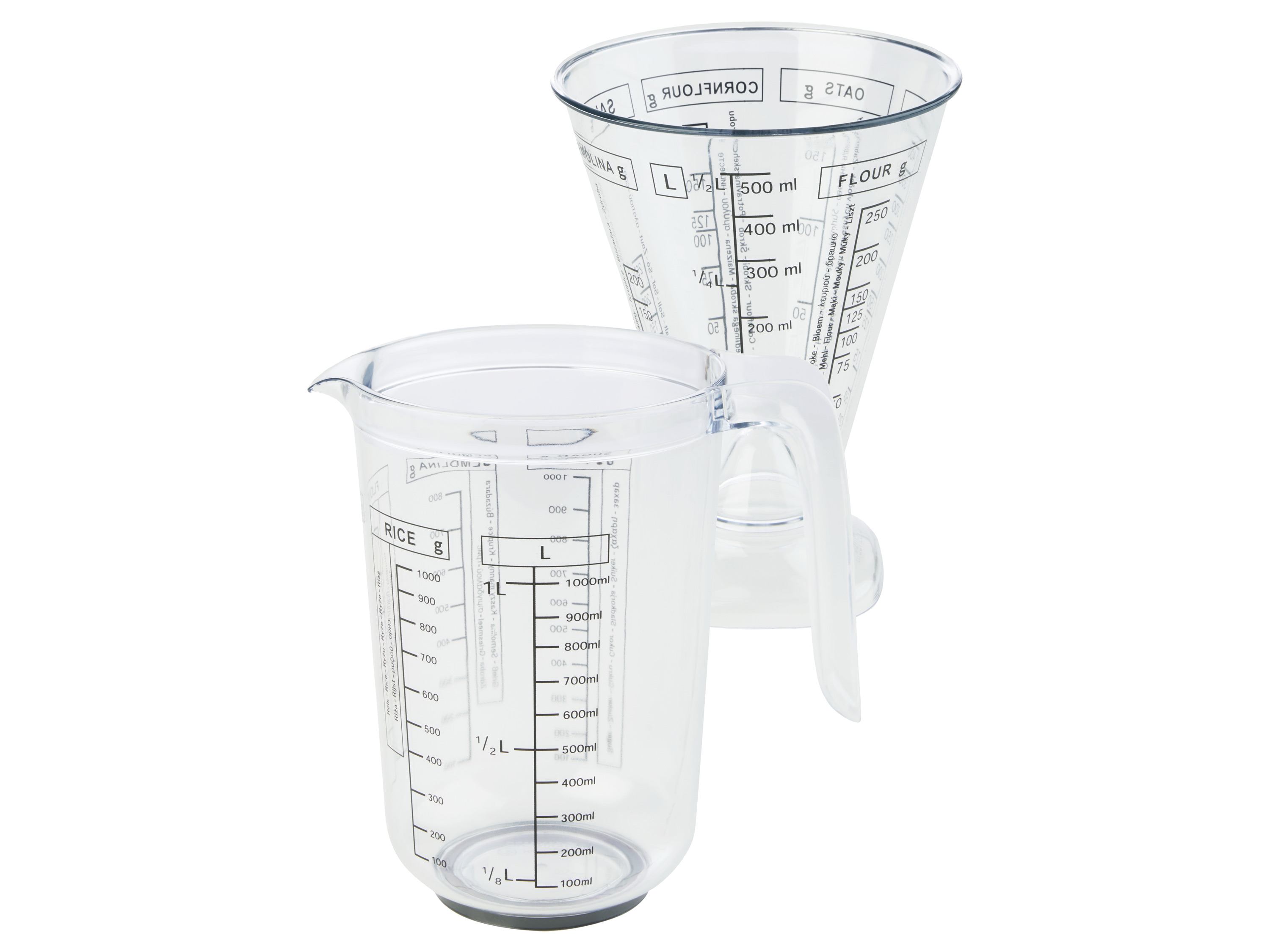 LIVARNO home Ensemble de gobelets gradués en plastique, env. 1 l et 500 ml