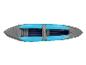 Kayak gonflable gris et bleu, vue de dessus