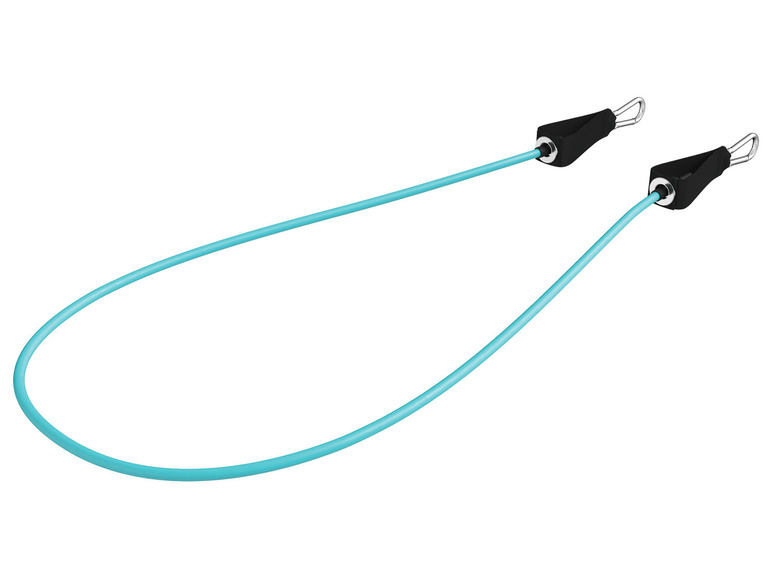 Un élastique de fitness bleu avec des poignées.