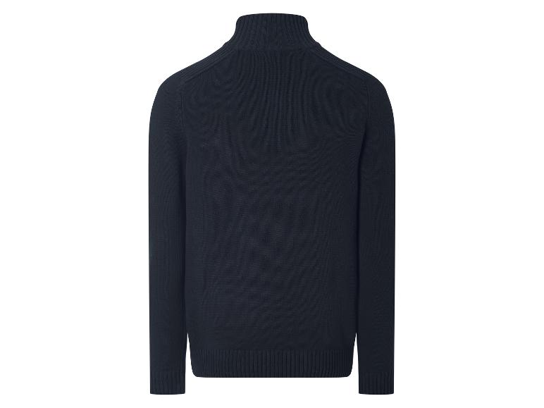 Pull col montant bleu foncé pour homme, vue de dos.