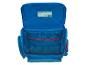 Sac à dos scolaire bleu avec plusieurs compartiments.