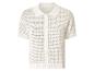 Chemise blanche ajourée à manches courtes pour femme avec boutons
