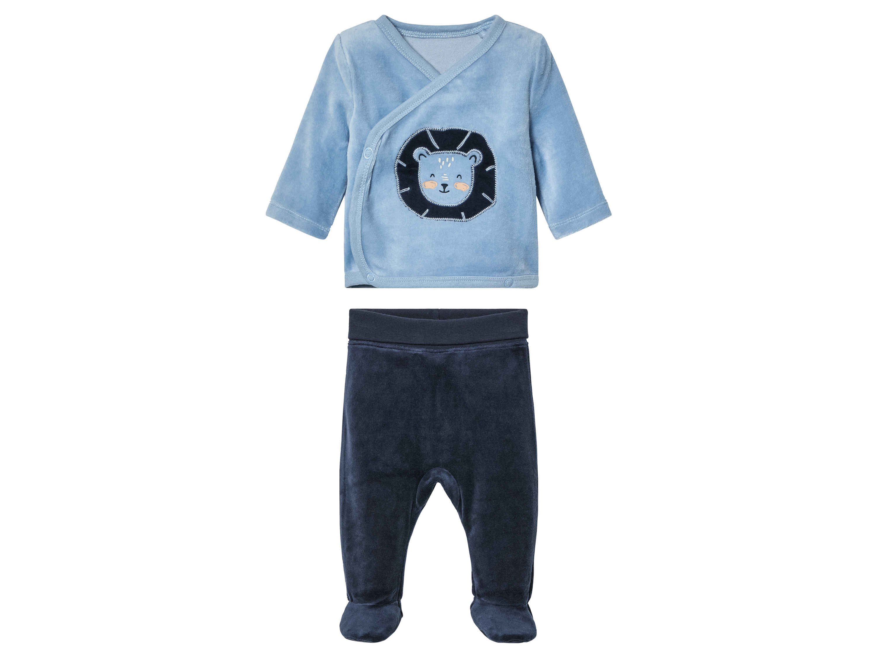 lupilu® Ensemble en velours bébé (bleu, 0-2 mois)