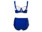 Maillot de bain bleu marine deux pièces : haut et bas.