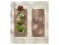 Deux poches murales brunes avec des plantes, dont des fleurs roses et blanches et des herbes vertes.