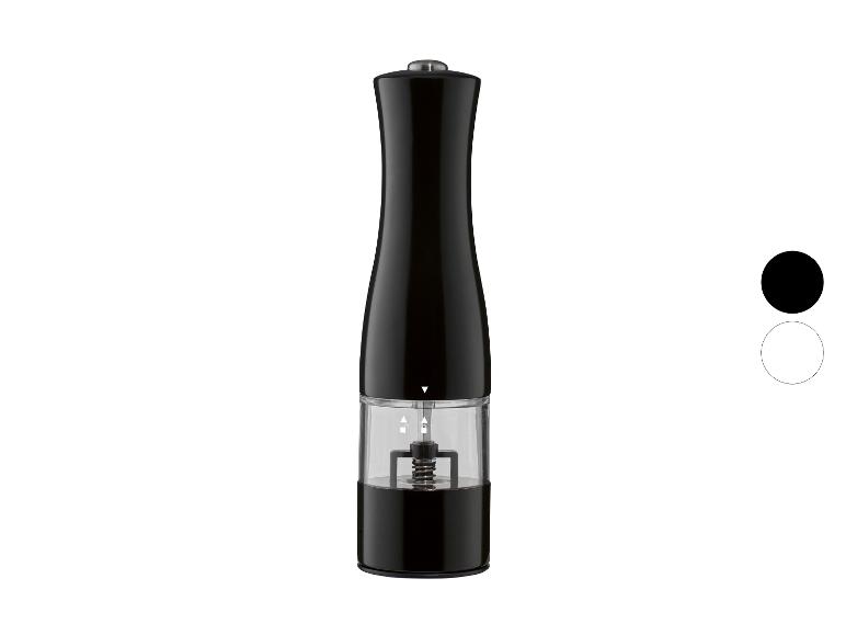 Moulin à sel ou à poivre électrique noir avec réservoir transparent