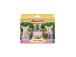 Ensemble de jeu Sylvanian Families Famille Renard Fennec avec quatre figurines et une poussette.