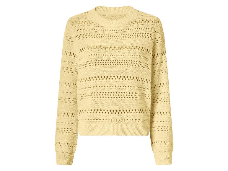 Pull jaune pour femme avec motif ajouré