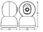Schéma dimensionnel d'une caméra de sécurité avec une largeur de 76 mm et une hauteur de 119 mm.