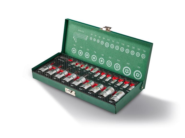 Coffret d'embouts et douilles Torx et E, outils mécaniques.