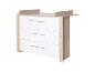 Commode à langer avec trois tiroirs en blanc et bois clair
