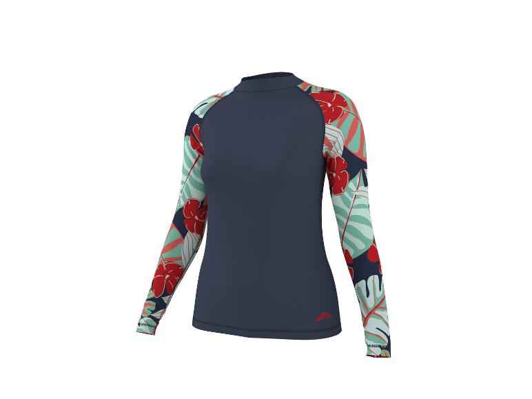 T-shirt à manches longues avec imprimé floral tropical sur les manches.