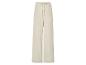 Pantalon beige long taille haute avec cordon.